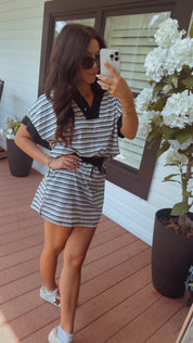 Black And White Chic Athletic Skort and Top Set