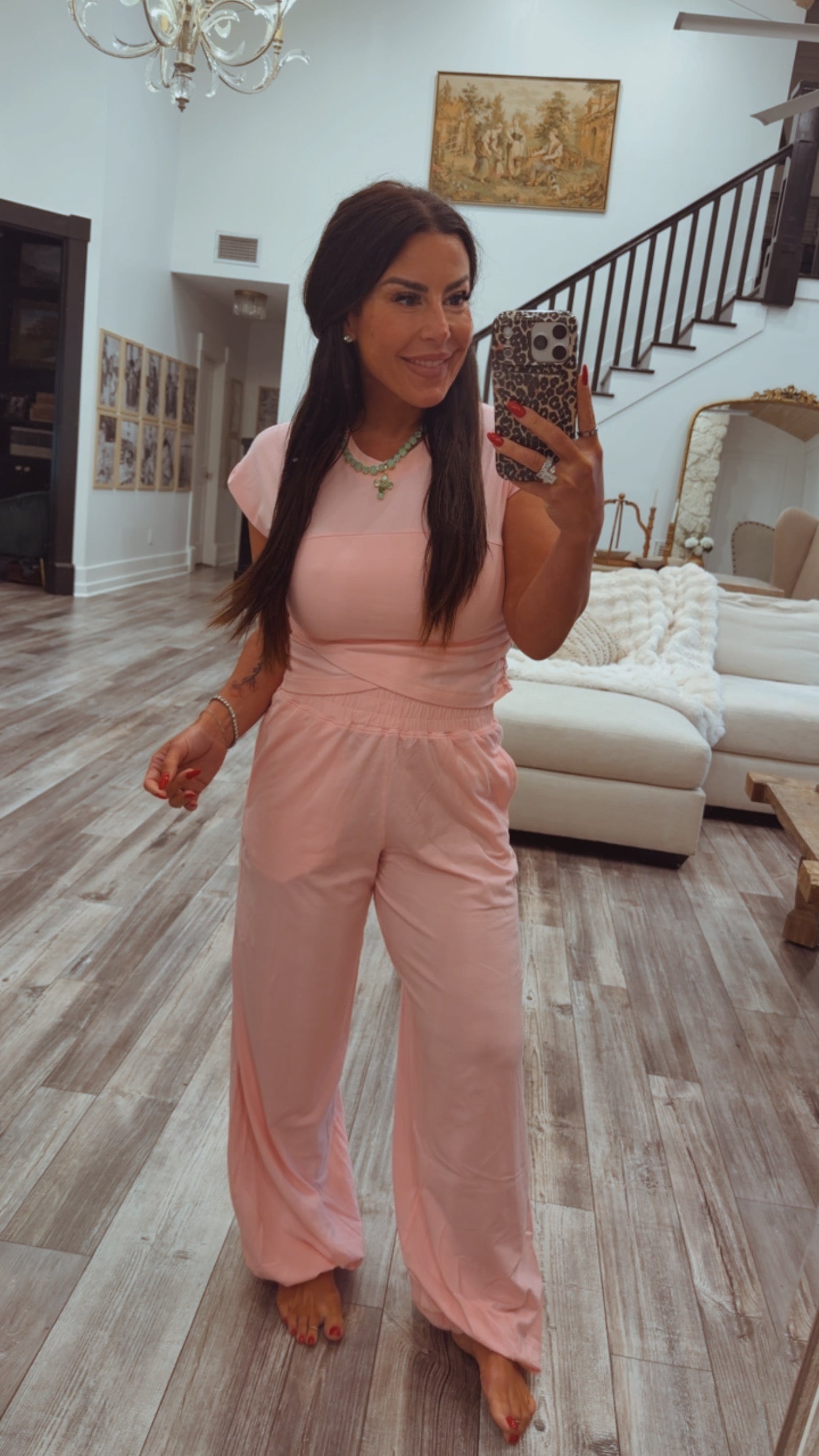 Light Pink Crop Top and Jogger Rae Mode Set