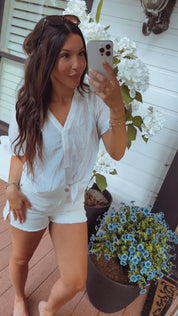 Off White Woven Chic Top