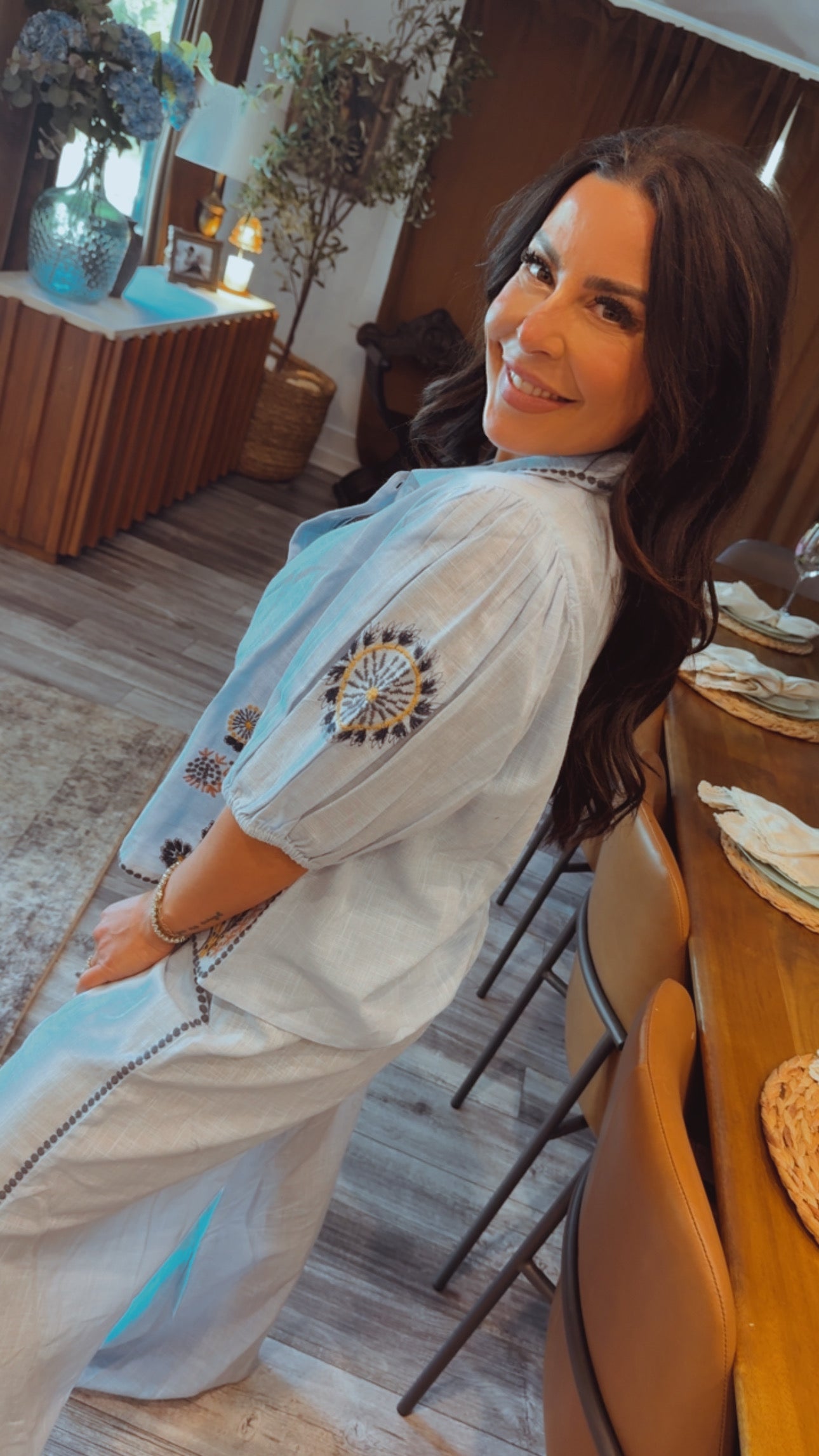 POL Linen Embroidered Top
