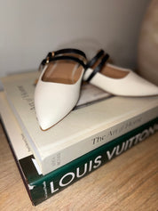 Corky Chic White and Black Strap Mule