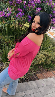 Chic Off shoulder Fuchsia Everyday Top