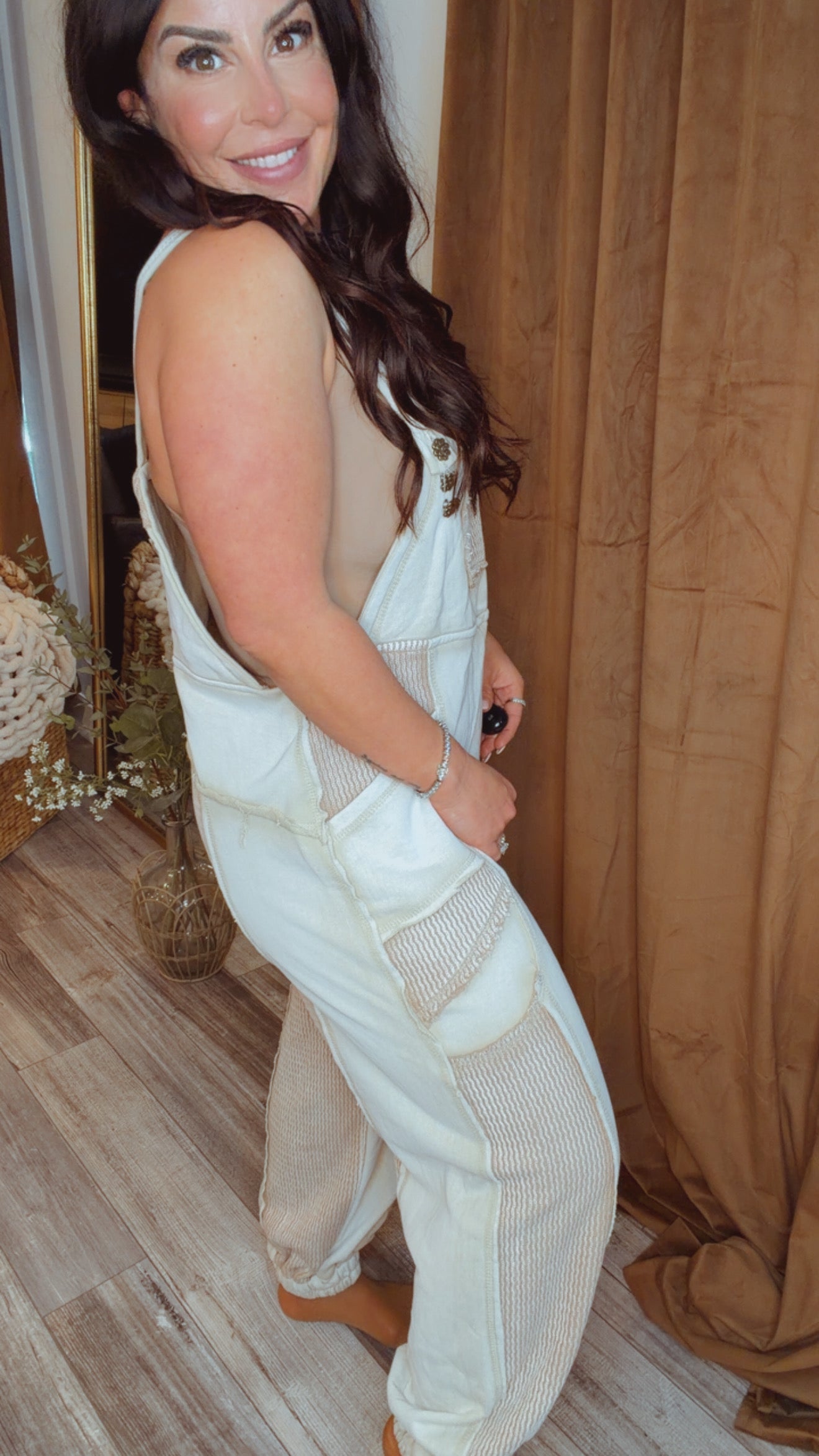 POL Sand and Taupe Relaxed Jumpsuit