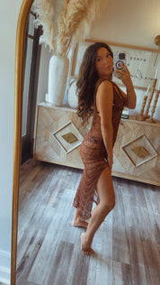Sassy Chocolate Knit Cover Up Dress