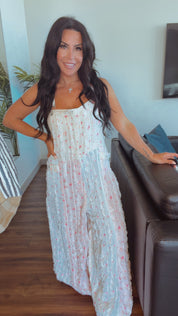 POL Lace Pink and Blue Overalls