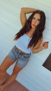 White Thin Strap Tank
