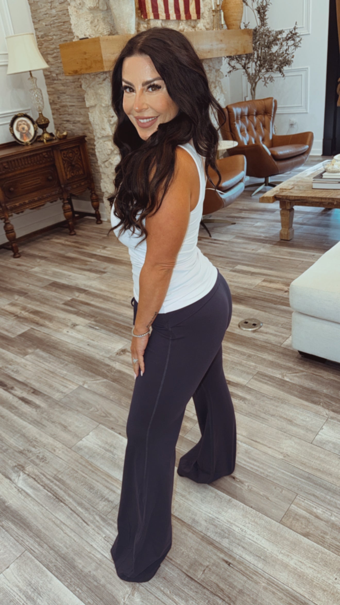 Rae Mode Navy Fold Over Flare Athletic Joggers