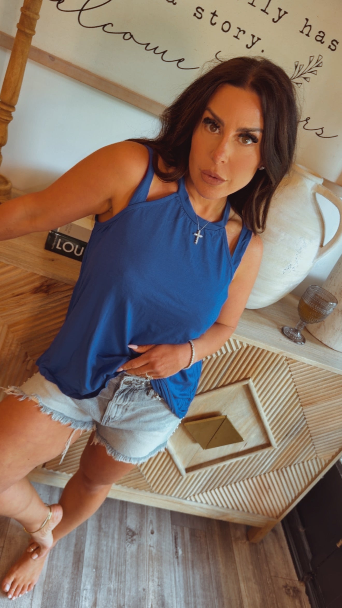 Royal Blue Off Shoulder Soft Top