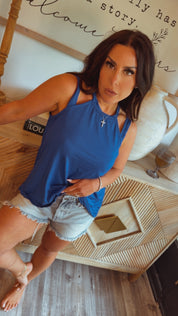 Royal Blue Off Shoulder Soft Top