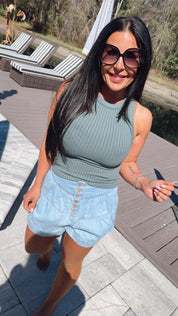 Risen Light Wash  Shirted Detail Shorts