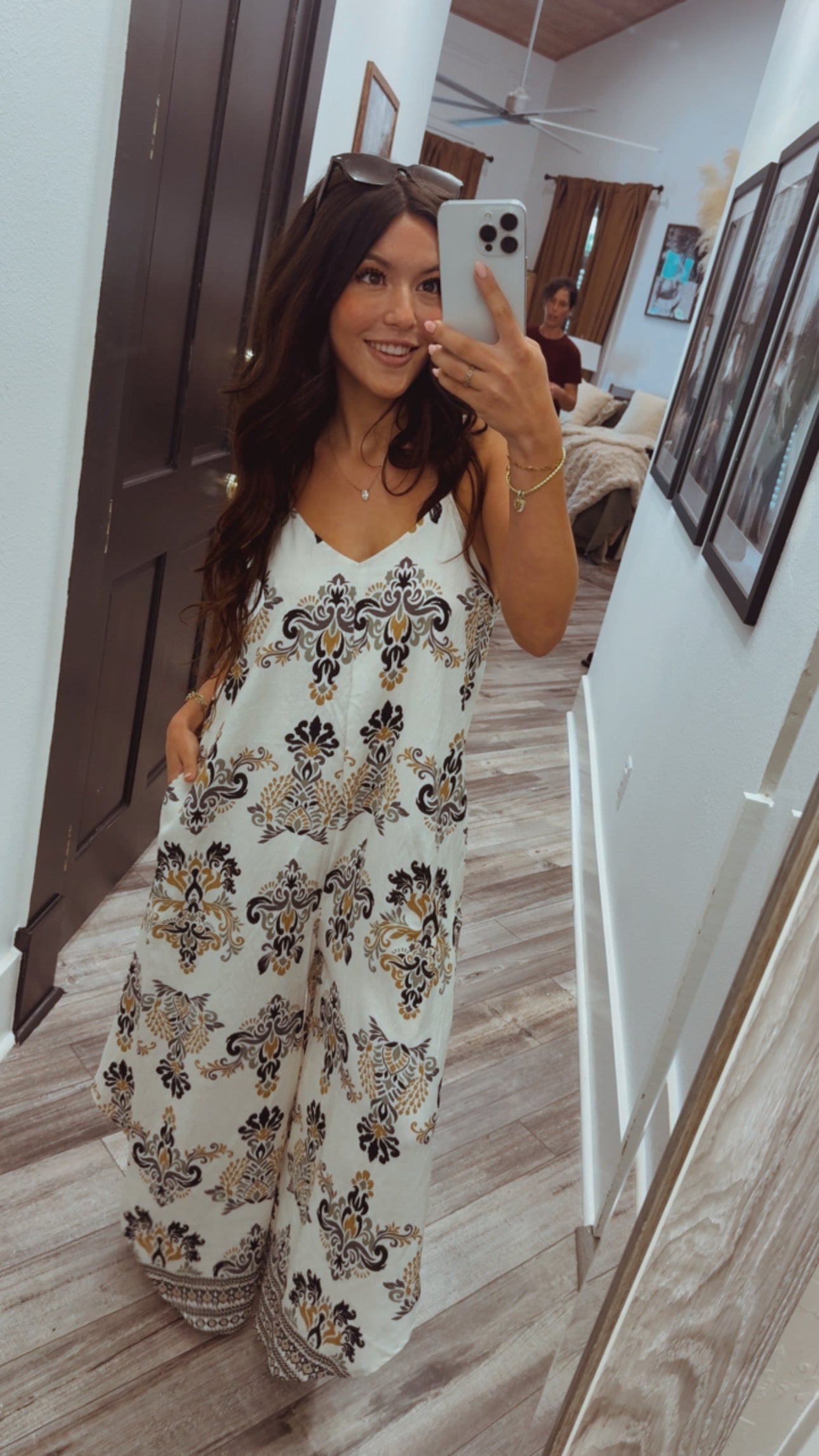 Black and Cream Chic Floral Jumpsuit