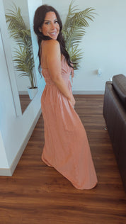 Cozy Co Rust and White Gingham Dress