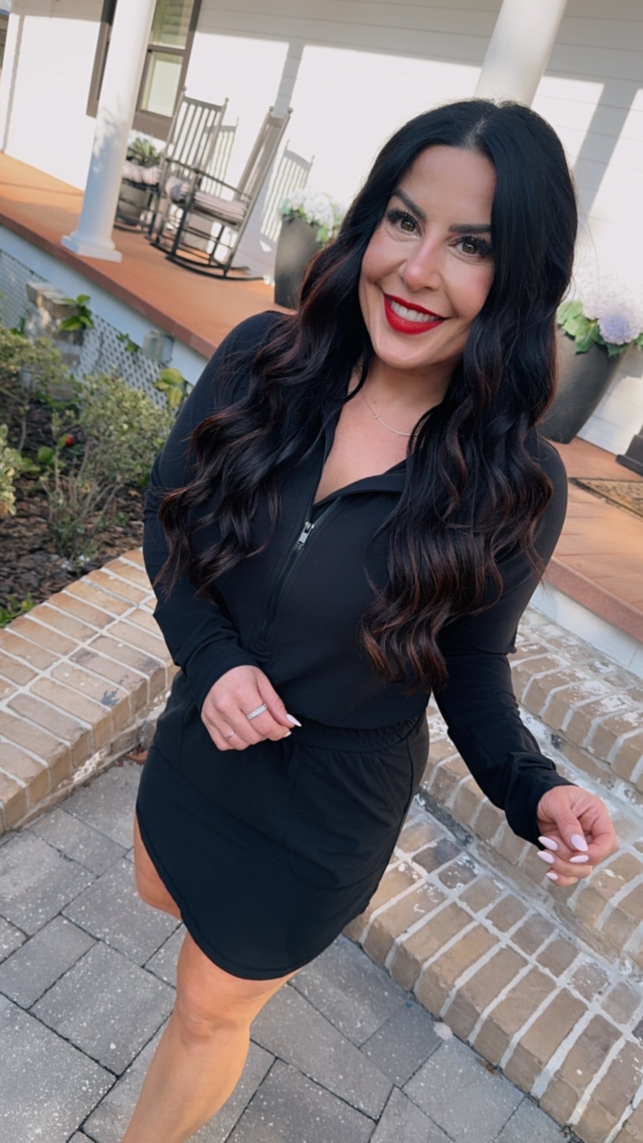 Sassy Black Long Sleeve Butter Soft Romper Skort