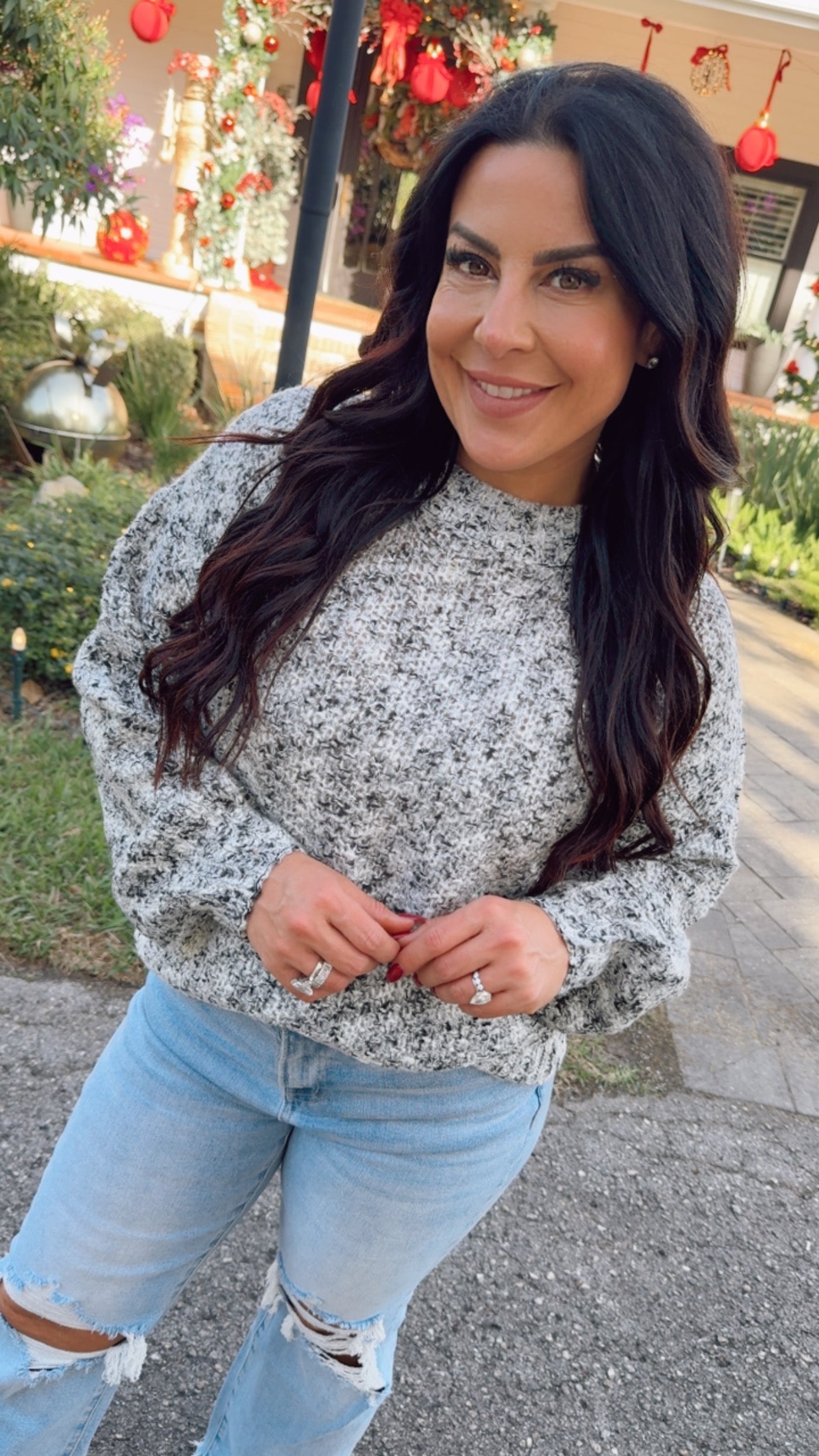 Ivory and Black Knit Sweater