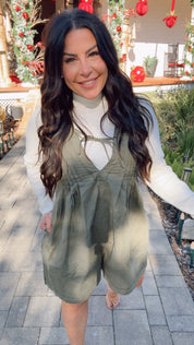 Cozy Co Pleated Vneck Sleeveless Romper