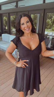 Chic Black Vneck Cozy Co Dress