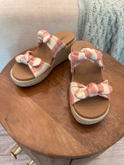 Red and Natural Stripe Tie The Knit Wedges