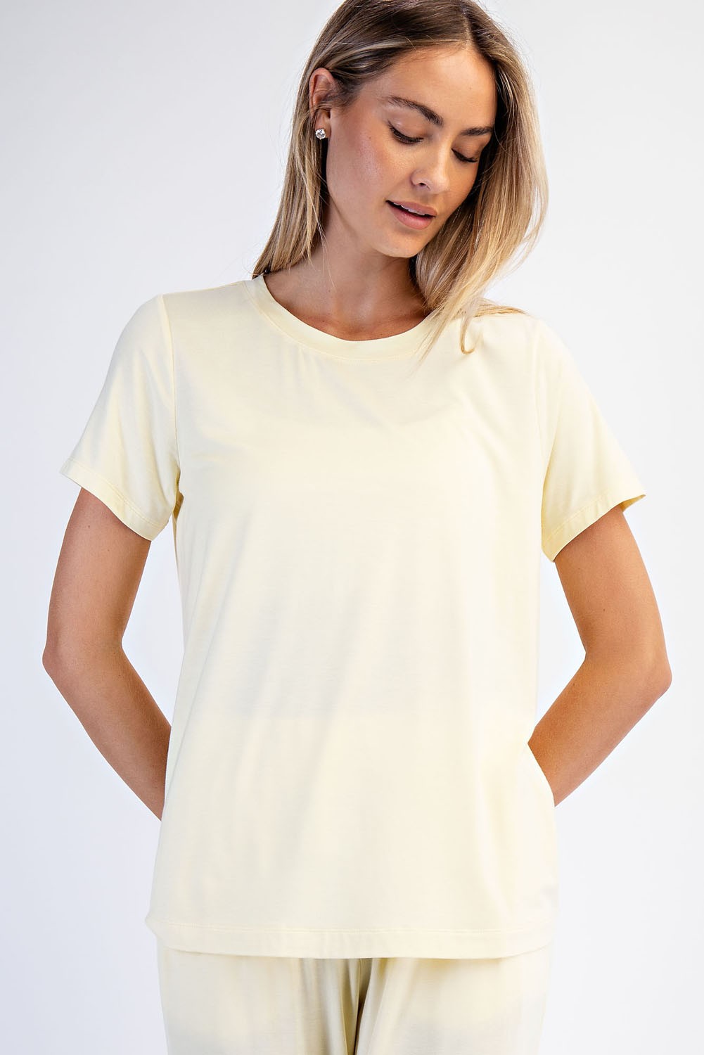 Rae Mode Lemon Viscose Modal Short Sleeve Top 30a