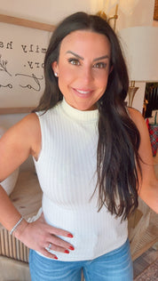 Ivory Ribbed Layer Sleeveless Top