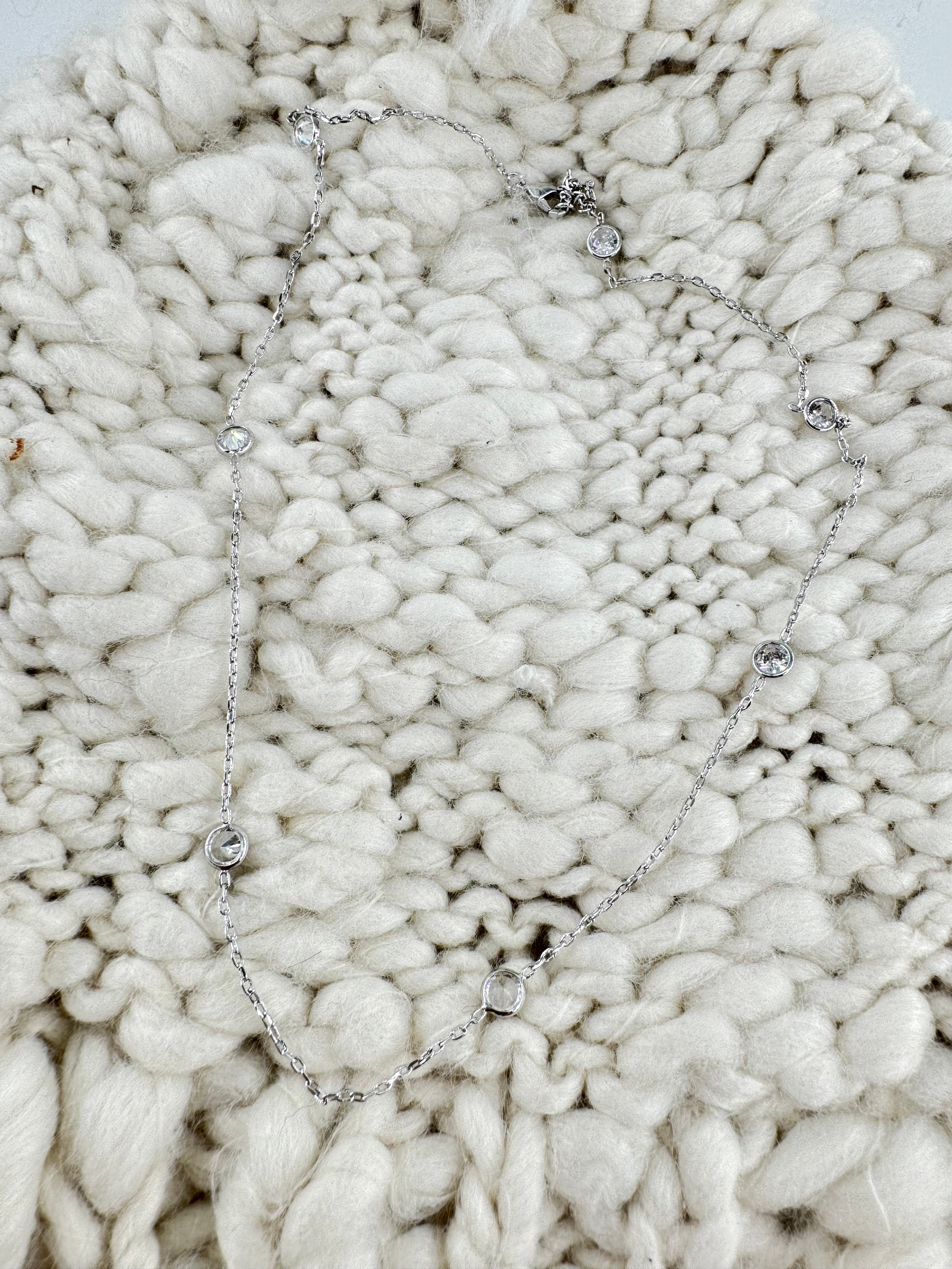 Diva Silver Studded Diamond Necklace