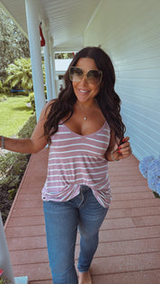 Lilac And White Stripe Lightweight Tank