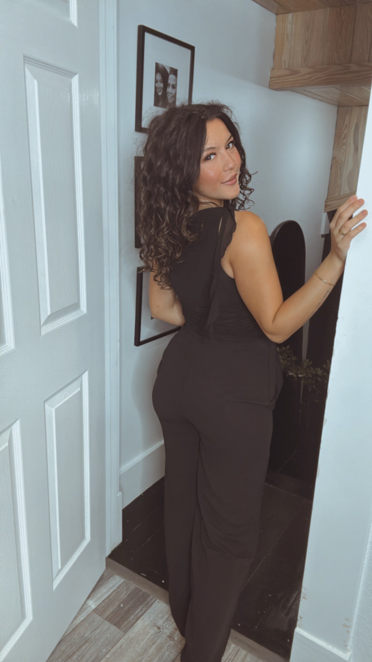 Black Rushed And Sheer Top