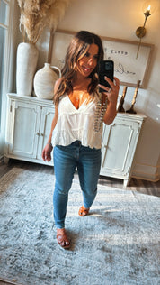 Medium Wash Mid Rise Crop Distressed Mica Jeans