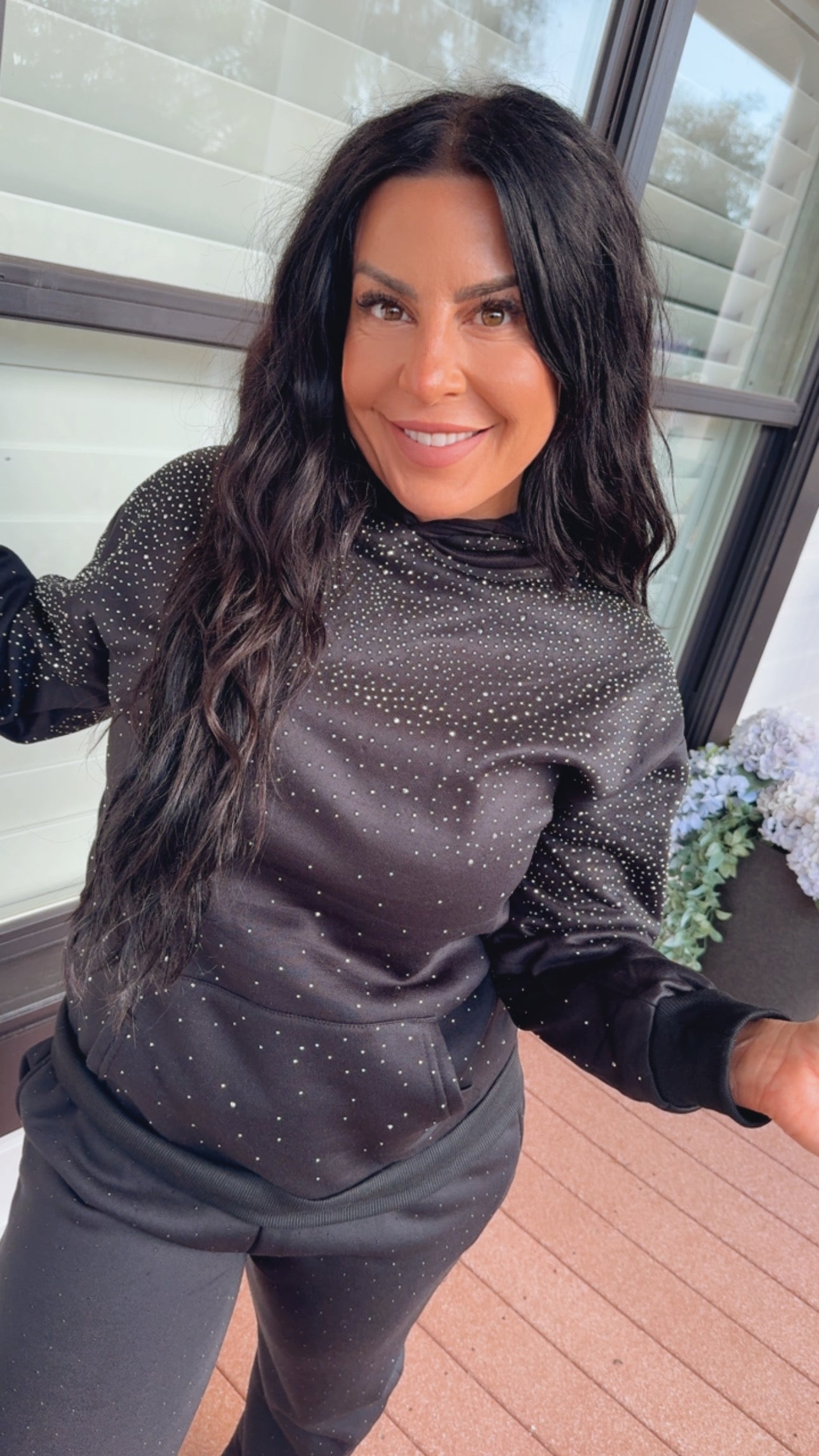 Black Bling Studded Hoodie