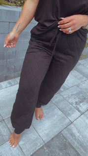 Black Quilted Luxe Joggers