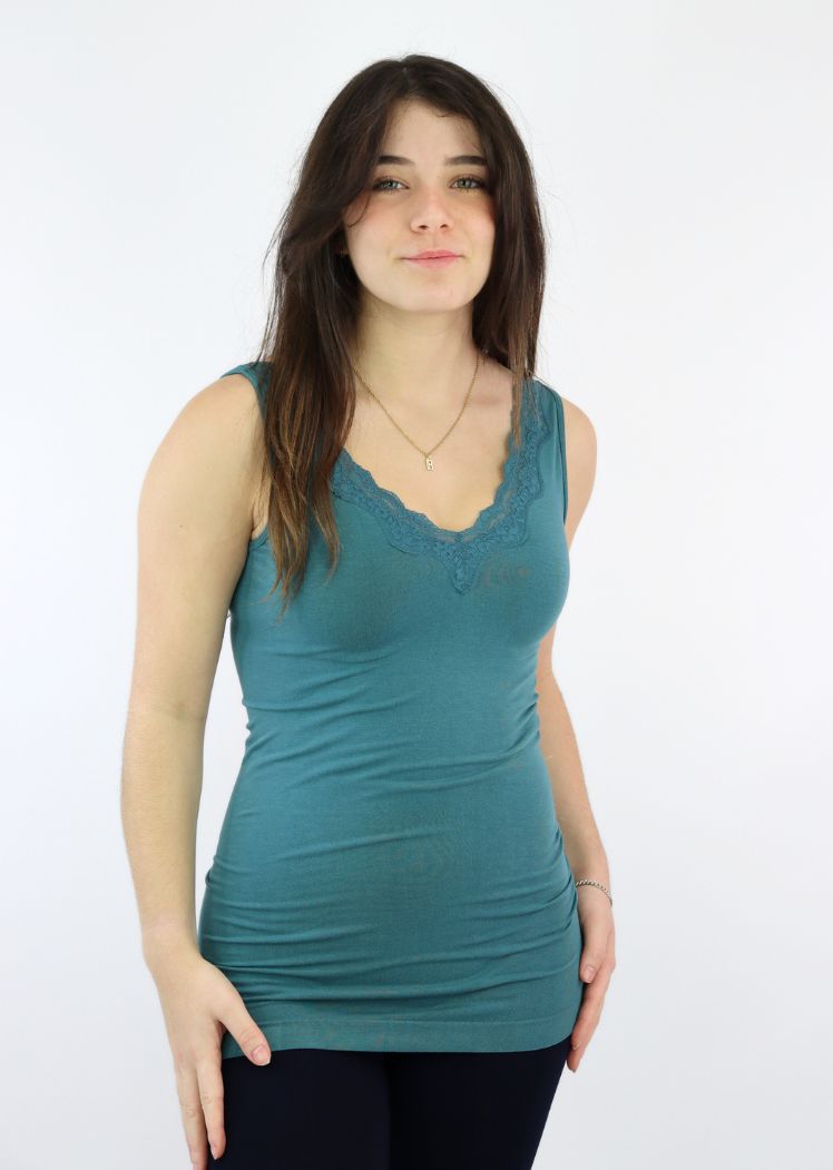 Lace Trim V Neck Tank (DW)