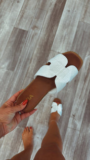 White and Dark Brown MIA Sandals