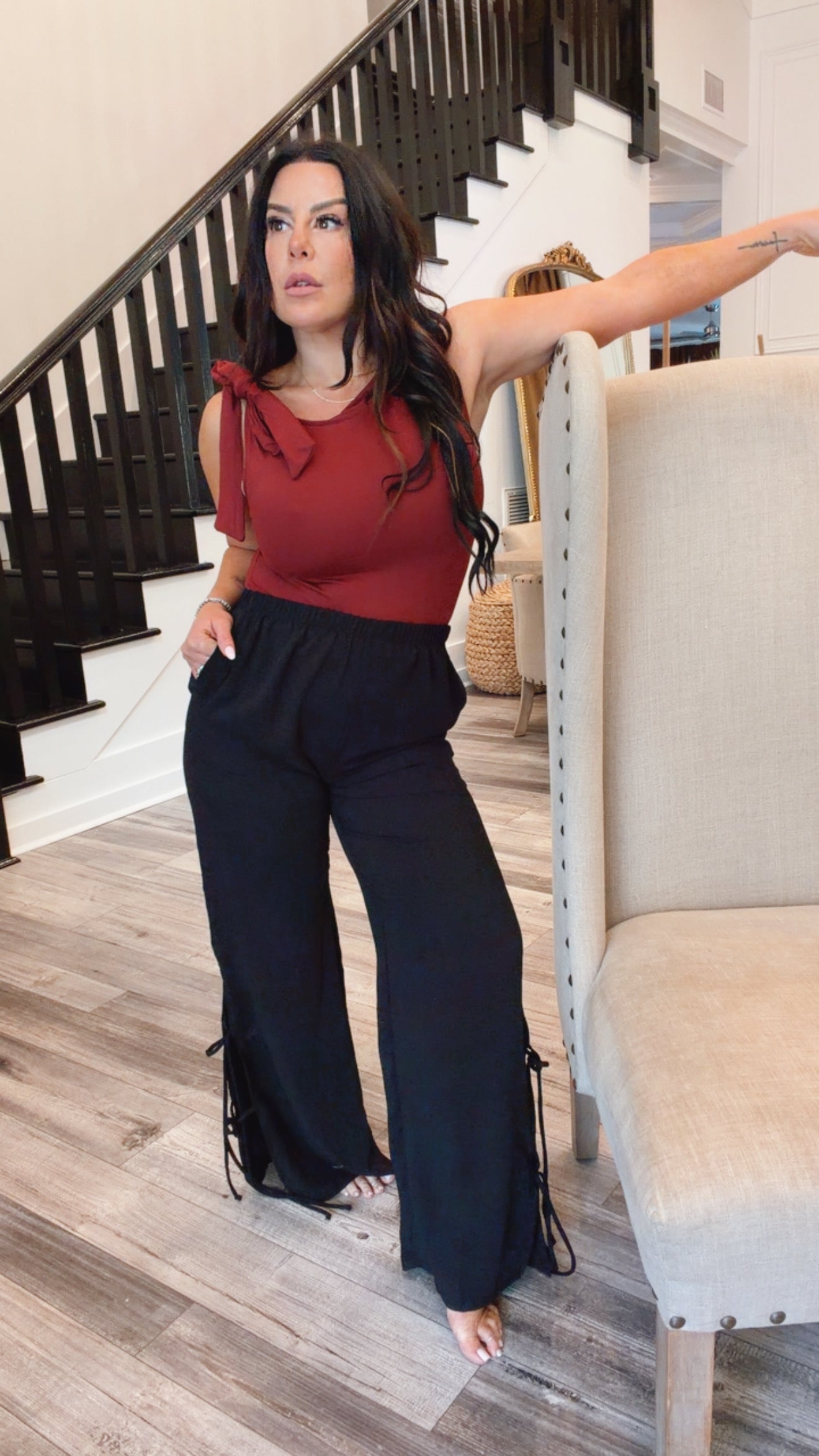 “Who’s the boss” Comfy Black Textured Pants