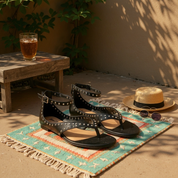 Corky Black And Gold Studded Flats