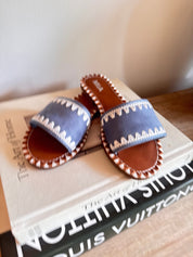 Blue and White Stitched MIA Sandals