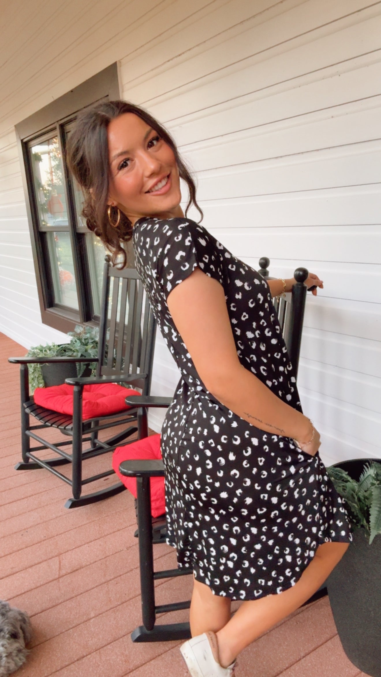 Black and White Leopard Everyday Dress