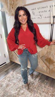 Maroon vneck Long Sleeve Top