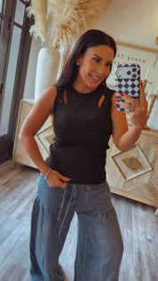 Stitch and CO Chic Black Elevated Cut out Sleeveless Top