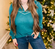 Ultra Soft Vneck Neck Green Sweater Top