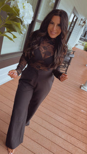 Chic Black Rayon Stretch Waist Slacks