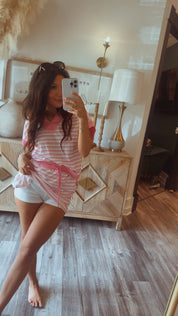 Pink and White Chic Athletic Skort and Top Set