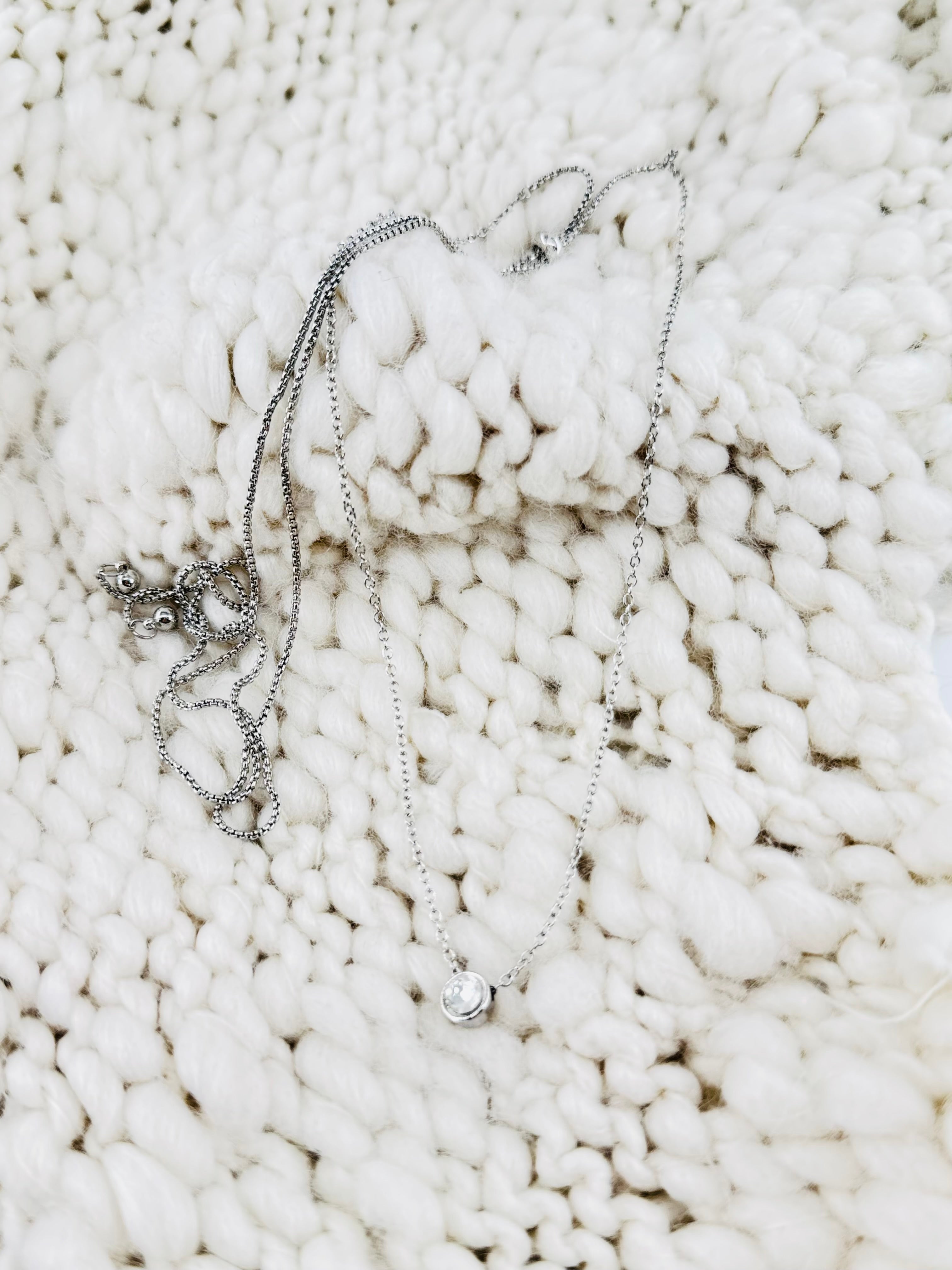 Silver Crystal Layer Necklace