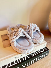 Mia Light Blue Braided Chunky Sandals