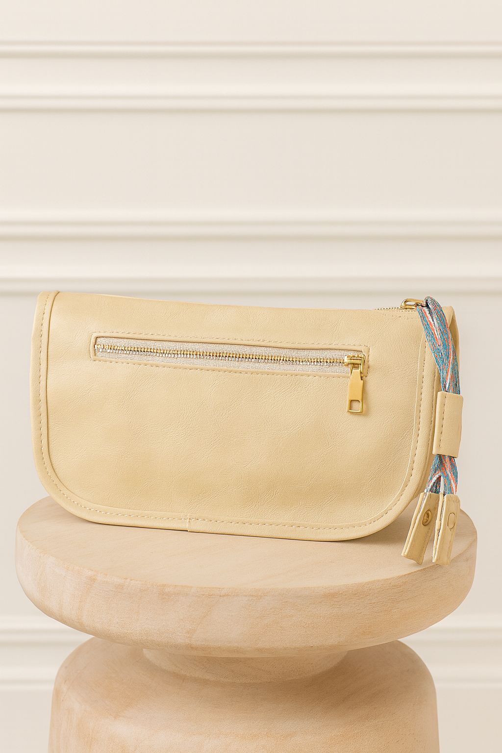 Ivory Vegan Leather Shoulder Bag