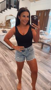 Heaven Soft  Cooling Black Vcut Bodysuit