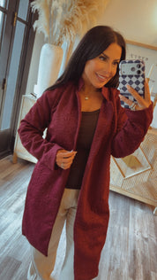Chic Wine Embossed Blazer