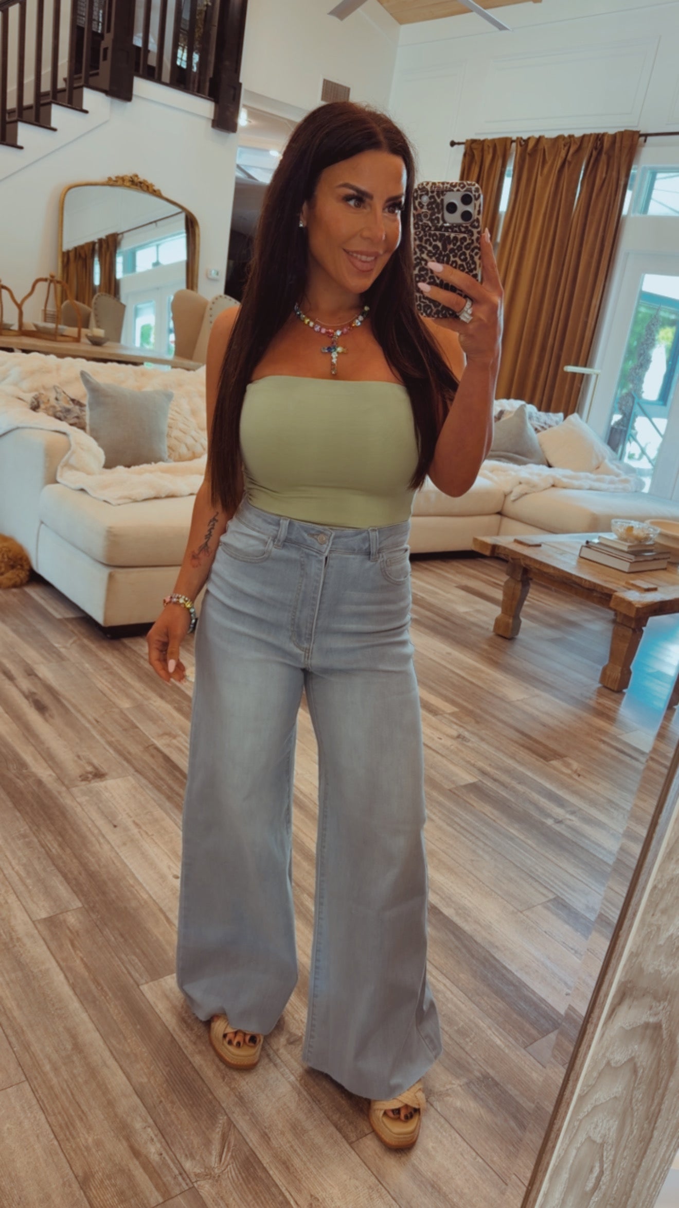 High Rise Light Wash Wide Leg Jeans Stitch&CO