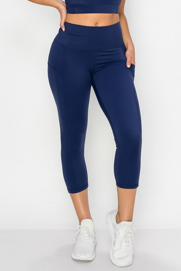 Soft Activewear Capri Leggings With Pockets