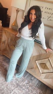 Rae Mode Heaven Soft Moss Green Modal Wide Leg Joggers