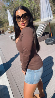 Heaven Soft Square Neck Long Sleeve Top
