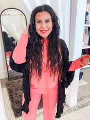 Lightweight Ultra Soft Black Ruffle Cardi